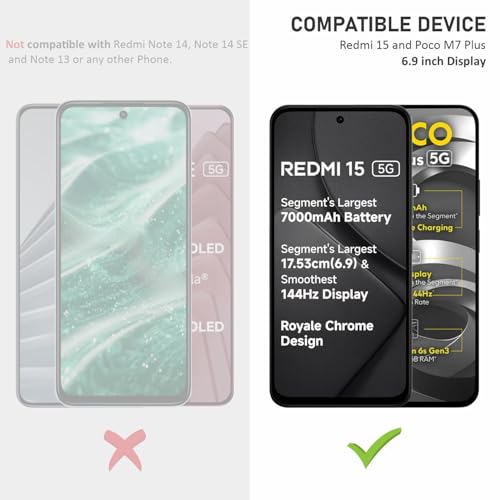 SupCares Tempered Glass for Redmi 15 and Poco M7 Plus (6.9 Inch) With Installation Kit | Military-Grade Gorilla Screen Protector | Edge to Edge Coverage | Black - Image 2