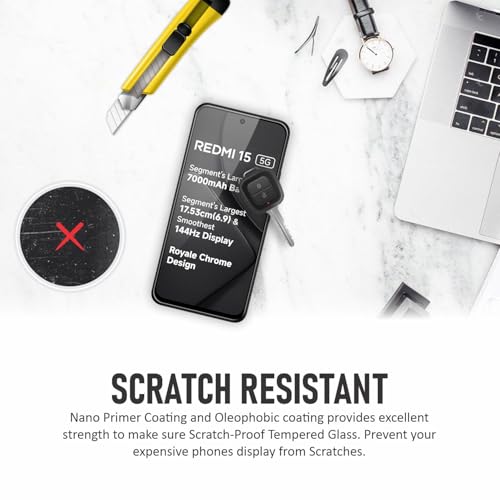 SupCares Tempered Glass for Redmi 15 and Poco M7 Plus (6.9 Inch) With Installation Kit | Military-Grade Gorilla Screen Protector | Edge to Edge Coverage | Black - Image 5