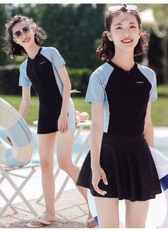 Girls One-Piece Swimsuit with Chest Pad Swimwear Skirt Style for Developing Childrens Body European And American Style 8131# gray skirt two-piece set