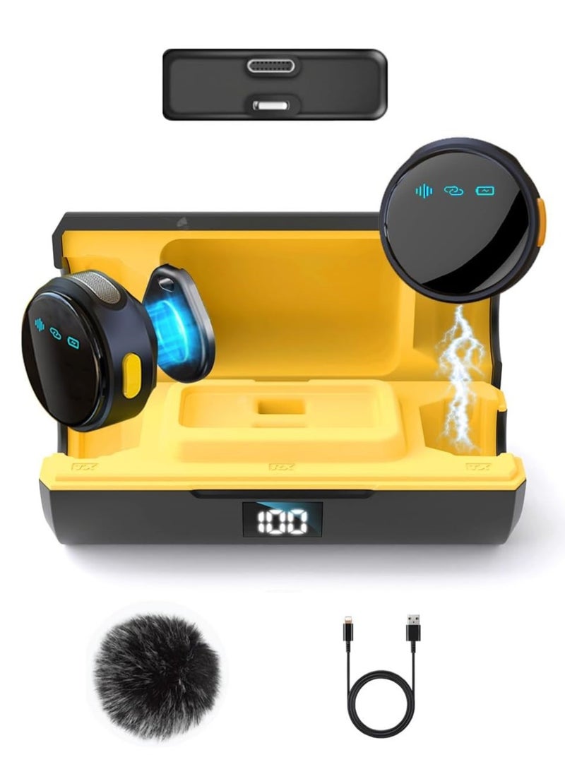 GUDOO 2 Pack Wireless Lavalier Microphone for iPhone iPad Android with Charge Case Mini Clip/Magnetic Microphones for Lightning/USB-C Video Recording Vlogging YouTube Interviews 100FT  - Image 1