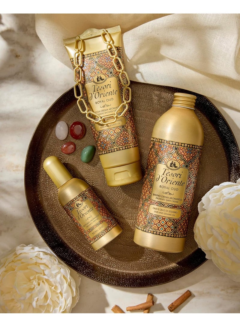 Tesori d'Oriente Aromatic Shower Cream Gel Royal Oud And Sesame Oil For Womens Moisturizing Body Wash For Women Travel Size Body Gel with Skincare Essentials 250ML - Image 4