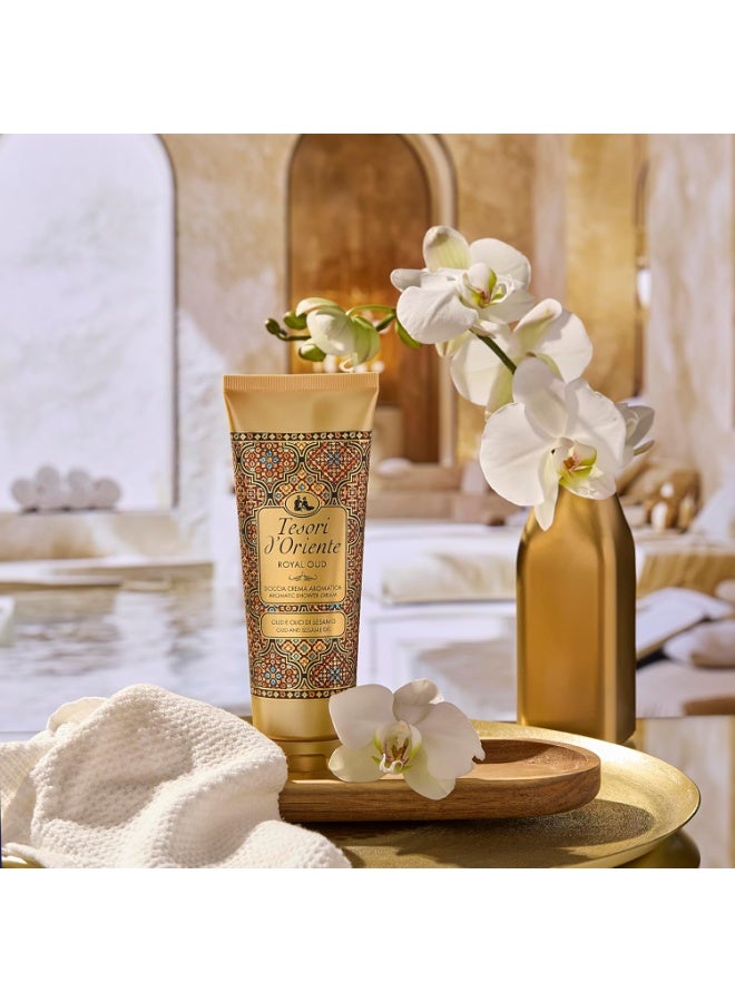 Tesori d'Oriente Aromatic Shower Cream Gel Royal Oud And Sesame Oil For Womens Moisturizing Body Wash For Women Travel Size Body Gel with Skincare Essentials 250ML - Image 5