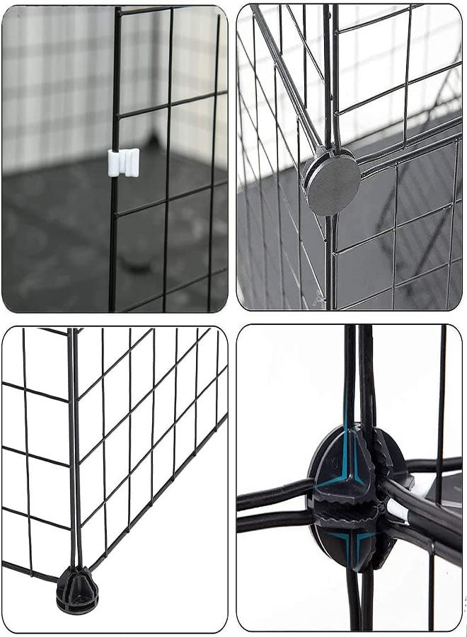 pet cage set small animal rabbit puppy pet fence with door removable wire paddock indoor outdoor metal shelf - Image 2