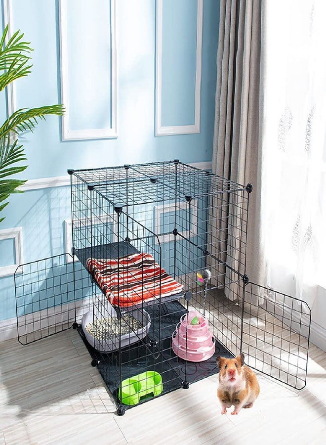 pet cage set small animal rabbit puppy pet fence with door removable wire paddock indoor outdoor metal shelf - Image 1
