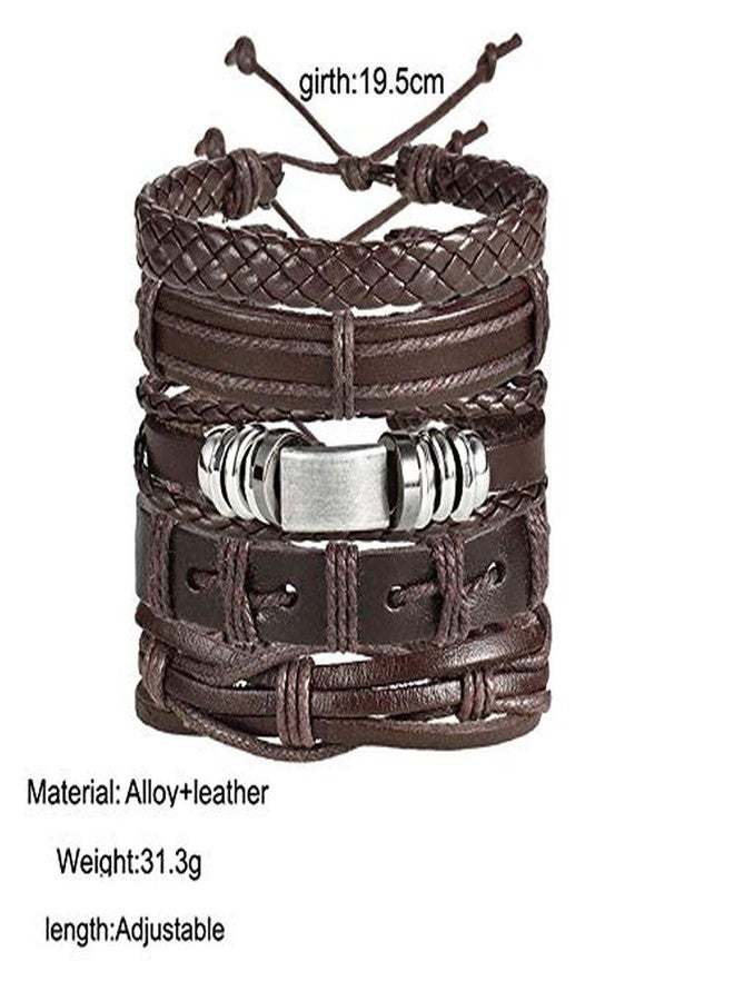 ZIVOM® Funky Brown Leather Wraps Skin Friendly Bracelet For Men - Image 3