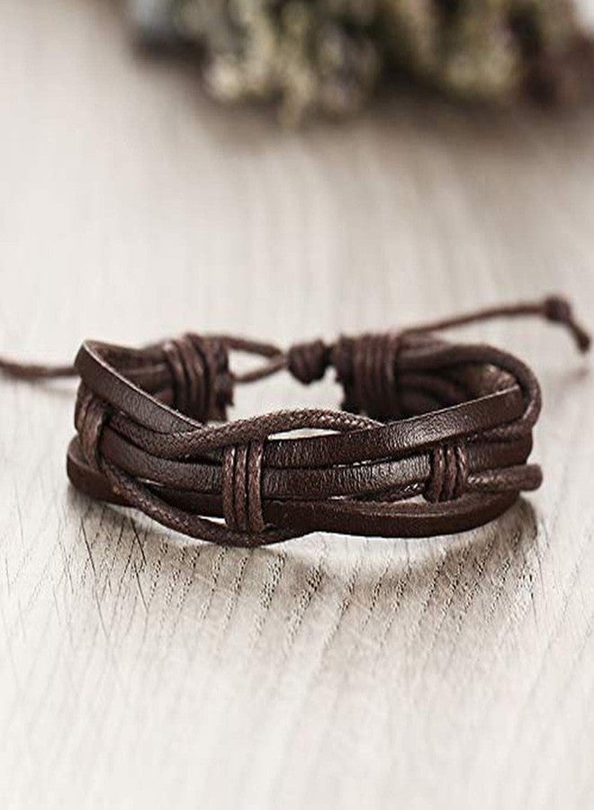ZIVOM® Funky Brown Leather Wraps Skin Friendly Bracelet For Men - Image 5