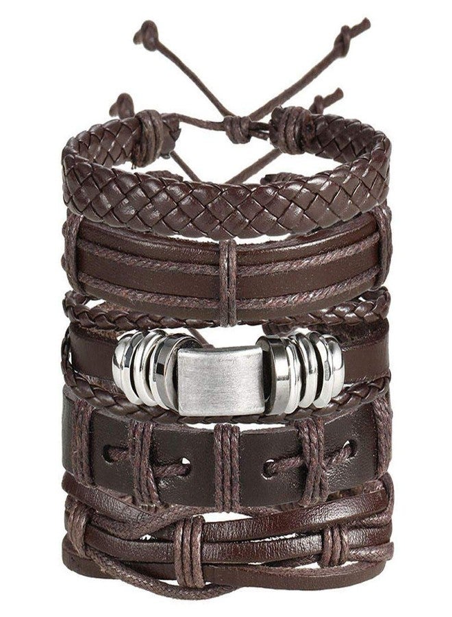 ZIVOM® Funky Brown Leather Wraps Skin Friendly Bracelet For Men - Image 1