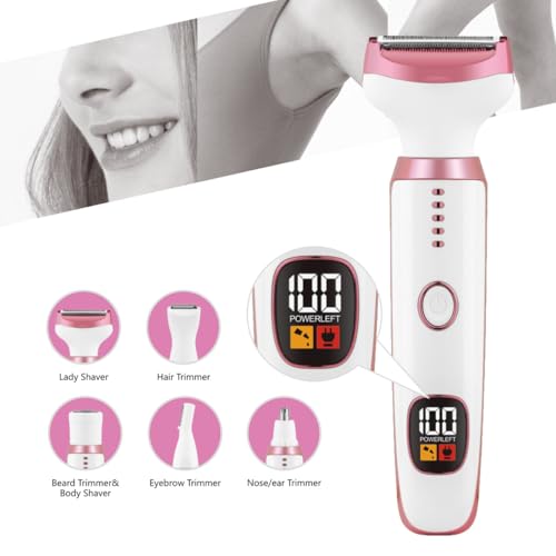 Cqxfsgr Electric Razors for Women, Bikini Trimmer for Women 5 in 1 Body Shaver for Nose Hair Face Eyebrow Arms Legs Armpit Underarm Pubic Area, Replaceable Lady Facial Razor Painless USB Charge Female Gift - Image 5