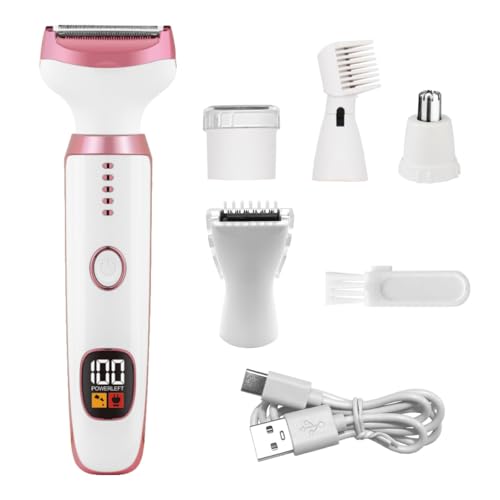 Cqxfsgr Electric Razors for Women, Bikini Trimmer for Women 5 in 1 Body Shaver for Nose Hair Face Eyebrow Arms Legs Armpit Underarm Pubic Area, Replaceable Lady Facial Razor Painless USB Charge Female Gift - Image 2