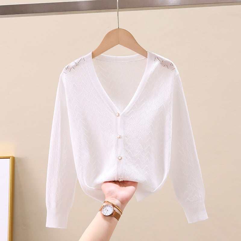 Children'S Knitted Cardigan Sun Protection Clothing 2023 Summer Thin Hollow Korean Style Long Sleeve Jacket Popular Outdoor For Girls And Older Children - Image 3