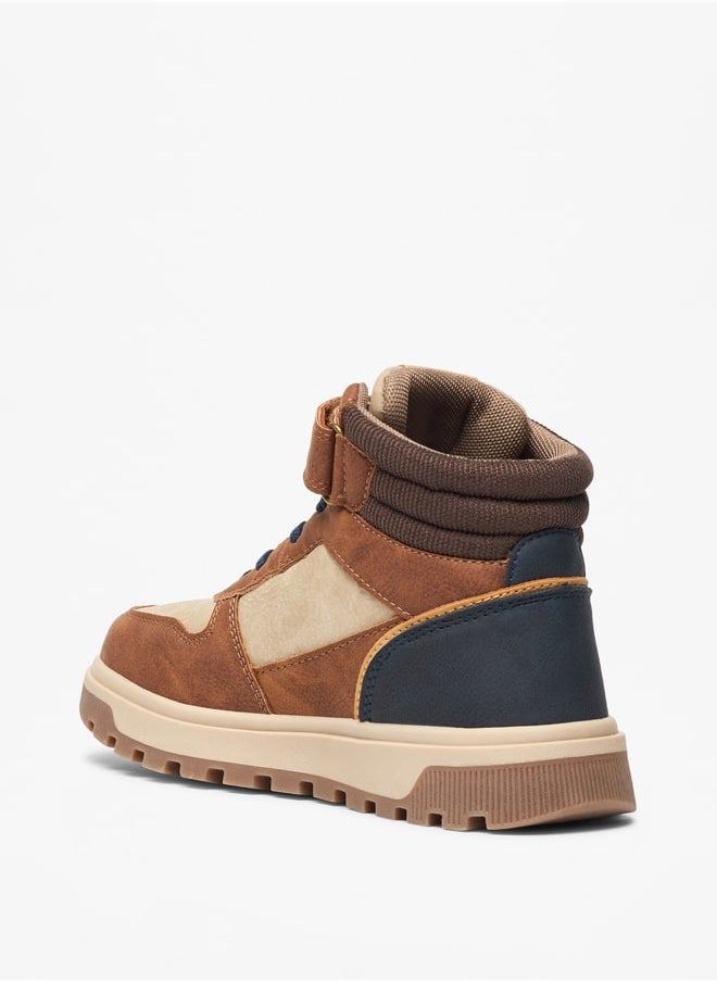 Boy's Panelled High Cut Boots with Hook and Loop Closure - https://f.nooncdn.com/p/pzsku/Z526D3617F98FED474B78Z/45/_/1725727588/88b82fad-0846-4e43-9797-8599b3ea0d4f.jpg?format=jpg&width=original