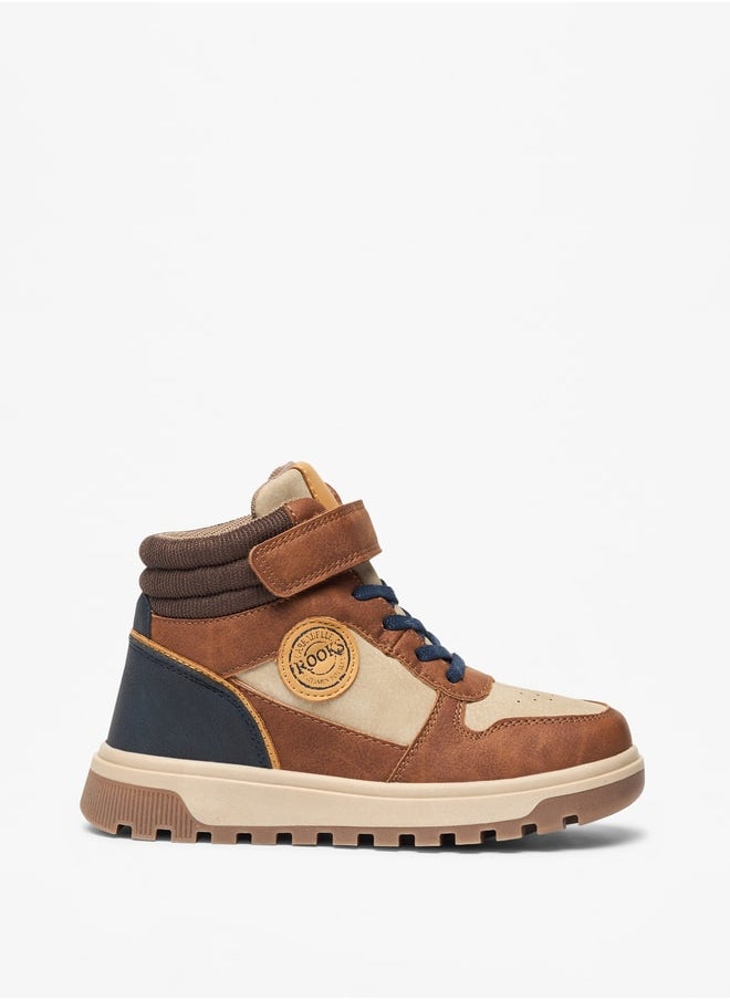 Boy's Panelled High Cut Boots with Hook and Loop Closure - https://f.nooncdn.com/p/pzsku/Z526D3617F98FED474B78Z/45/_/1725727589/e426462f-b813-418e-b1c1-94e16ecf877e.jpg?format=jpg&width=original