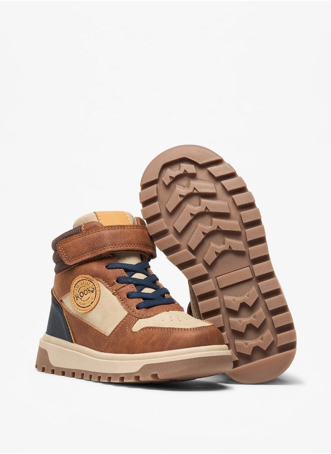 Boy's Panelled High Cut Boots with Hook and Loop Closure - https://f.nooncdn.com/p/pzsku/Z526D3617F98FED474B78Z/45/_/1725727590/ce7c55bd-c798-4a71-81f5-7732b0a30806.jpg?format=jpg&width=original