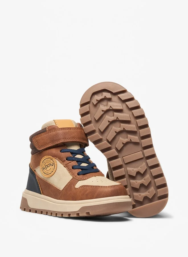 LBL by Shoexpress Boy's Panelled High Cut Boots with Hook and Loop Closure