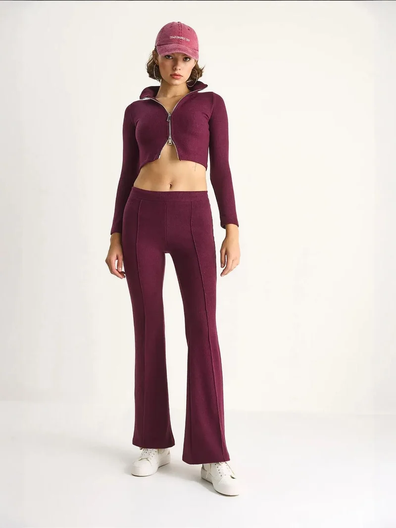 Bianco Lucci LUCCI Fitted V-Neck Knitted Two-Piece Coord Set