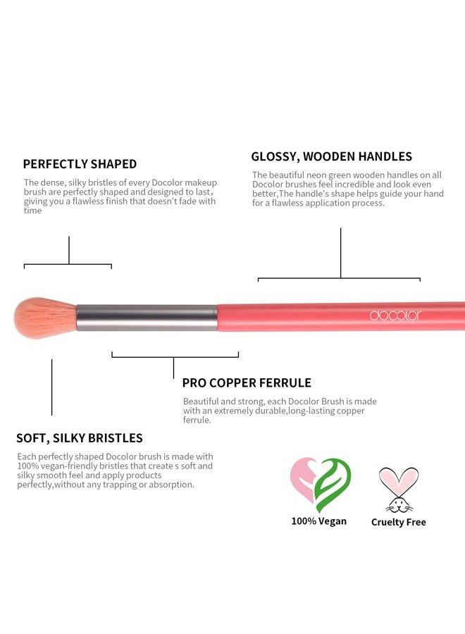 Docolor Makeup Brushes 10Pcs Makeup Brush Set Premium Synthetic Powder Foundation Contour Blush Concealer Eye Shadow Blending Liner Make Up Brush Kit - Neon Peach - Image 5
