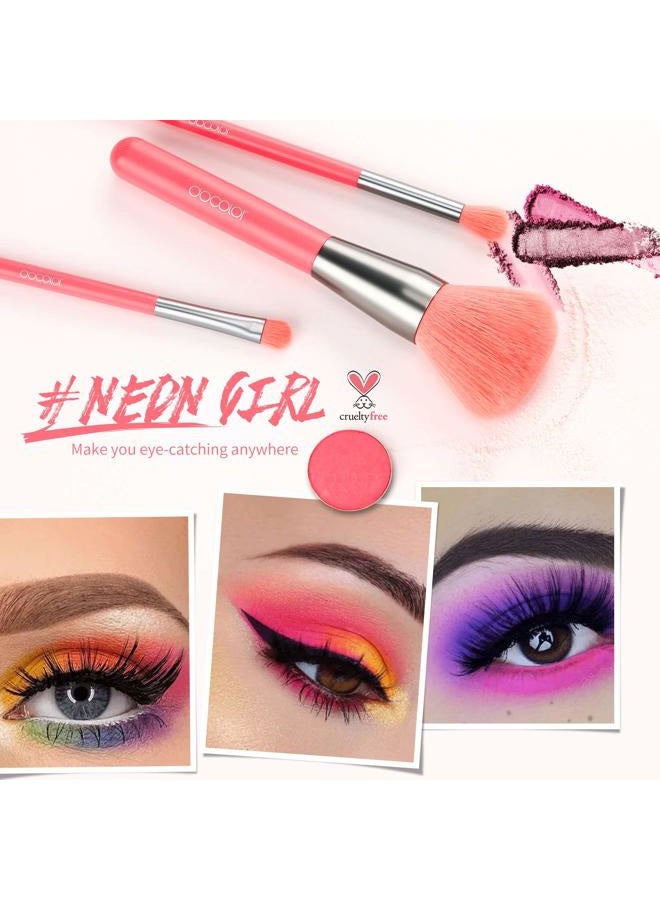 Docolor Makeup Brushes 10Pcs Makeup Brush Set Premium Synthetic Powder Foundation Contour Blush Concealer Eye Shadow Blending Liner Make Up Brush Kit - Neon Peach - Image 4