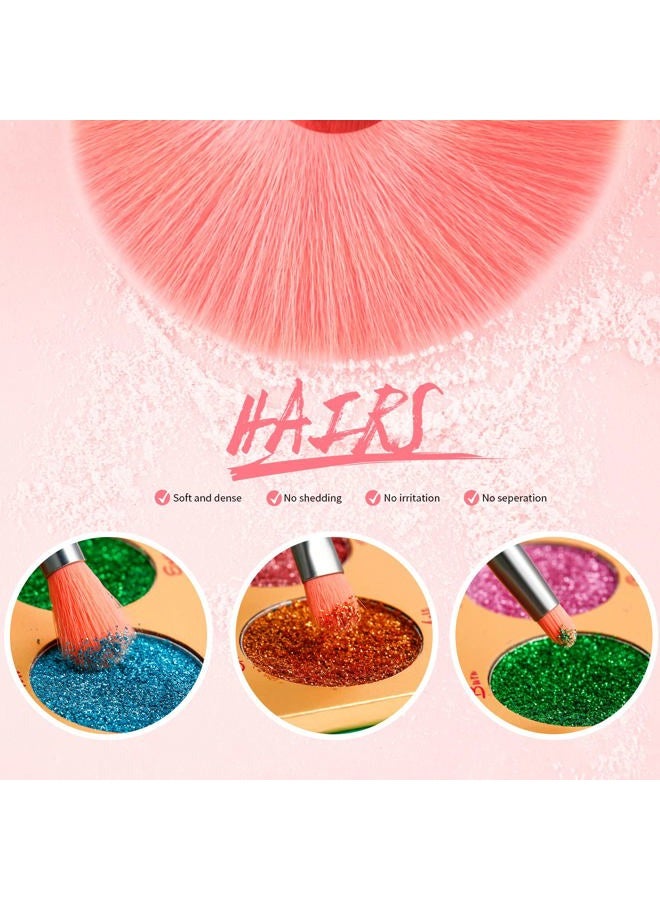 Docolor Makeup Brushes 10Pcs Makeup Brush Set Premium Synthetic Powder Foundation Contour Blush Concealer Eye Shadow Blending Liner Make Up Brush Kit - Neon Peach - Image 3