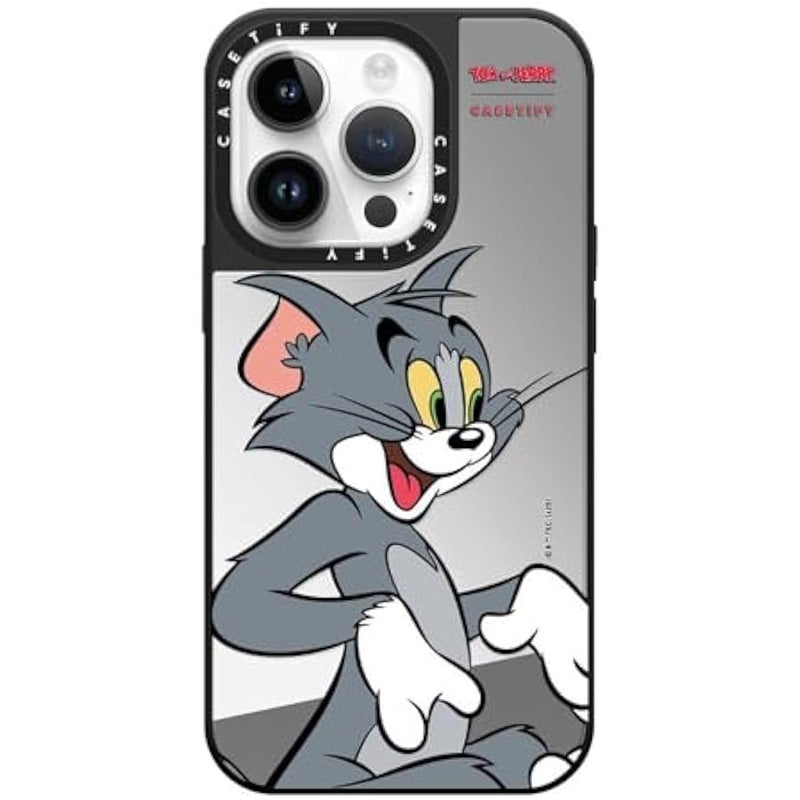 كاستيفي كاسيتي جراب عاكس لموبايل ايفون 14 برو 【توم وجيري كولاب/عاكس/ حماية من السقوط بطول 5 قدم/ متوافق مع ماج سيف】 - شخصية توم - فضي على اسود - Image 5