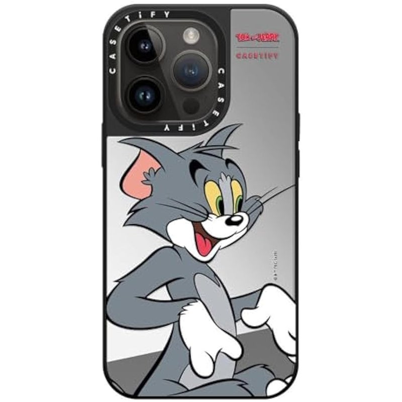 كاستيفي كاسيتي جراب عاكس لموبايل ايفون 14 برو 【توم وجيري كولاب/عاكس/ حماية من السقوط بطول 5 قدم/ متوافق مع ماج سيف】 - شخصية توم - فضي على اسود - Image 2