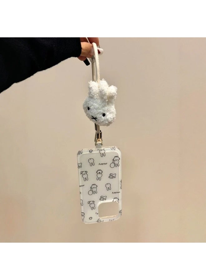 NIBEMINENT Miffy Rabbit Protective TPU Case Cover For iPhone 15, White Full Screen Balloon Minnie With Wristband
