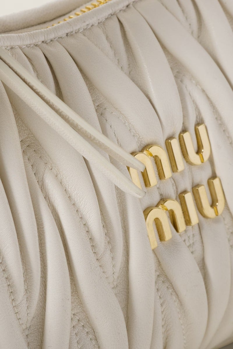 Miu Miu MIU Wander nappa leather hobo Shoulder Bag With Crossbody Strap Zip Closure  - Image 4