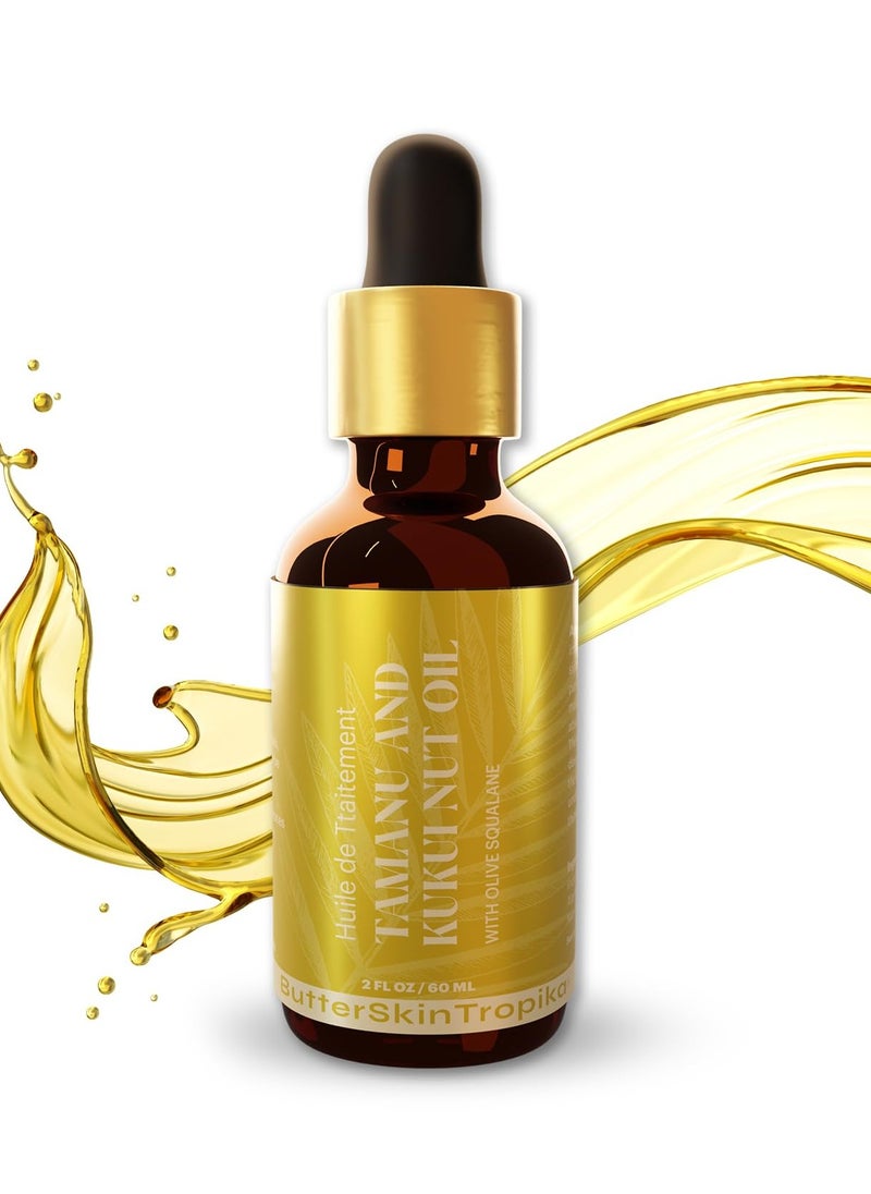 ButterSkinTropika Tamanu & Kukui Nut Oil with Squalane Oil For Face, Body & Hair | Cold-Pressed Oils for Skin Nourishment - Boosts Collagen Production  - Image 1