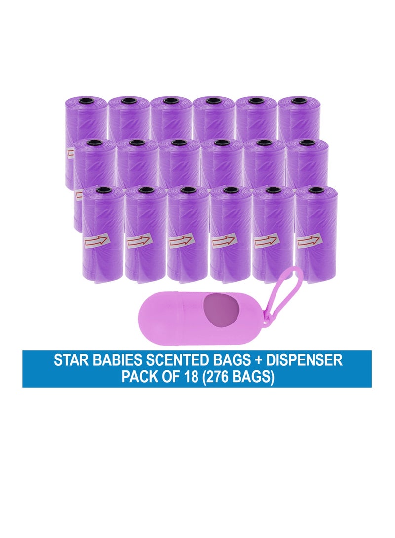 STAR BABiES Star Babies Disposable Scented BAG Pack of 18 (276 Bags) & Dispenser - Lavender  - Image 2