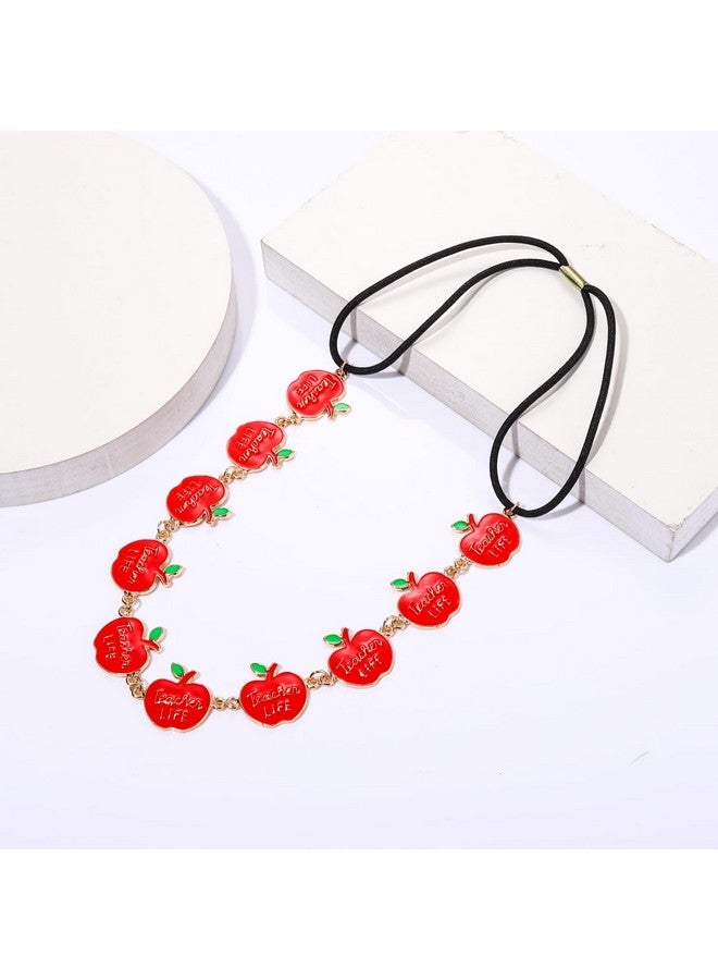 HZEYN Teacher Headband Cute Teacher Apple Stretch Headbands Hair Band Party Costume Headwear Hair Accessories (Apple) - Image 3