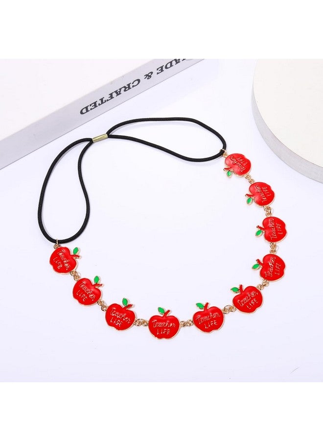 HZEYN Teacher Headband Cute Teacher Apple Stretch Headbands Hair Band Party Costume Headwear Hair Accessories (Apple) - Image 2