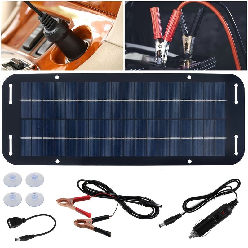 شاحن بطارية لوح شمسي 30W 12V 18V للسيارات والمركبات الترفيهية والقوارب والدراجات النارية مع وحدة تحكم شحن بخاصية خرج 5V - Image 1