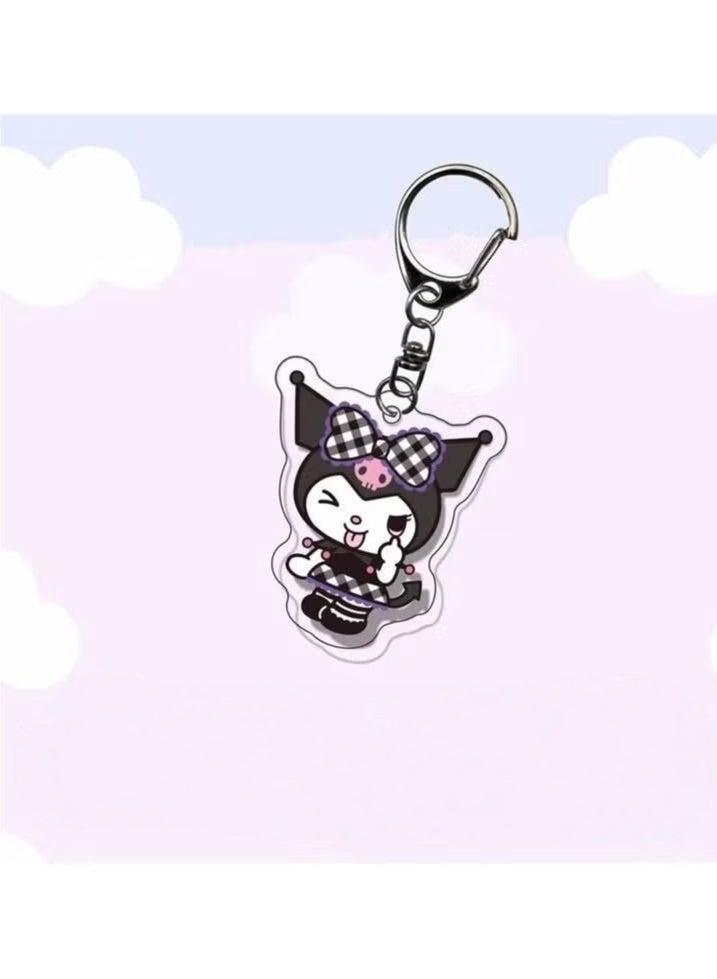 Sanrio 6pcs/set Cute Cartoon Kuromi Keychain Holder Key Chain Car Keyring Mobile Phone Bag Hanging Jewelry Kids Gifts Cinnamoroll Melody Pendant - Image 2