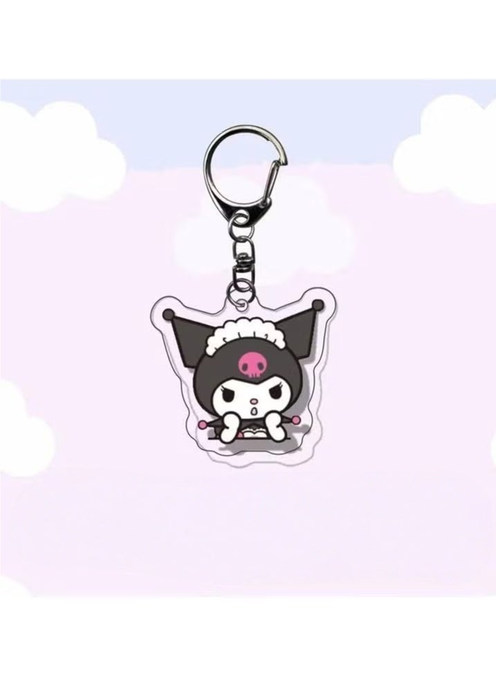 Sanrio 6pcs/set Cute Cartoon Kuromi Keychain Holder Key Chain Car Keyring Mobile Phone Bag Hanging Jewelry Kids Gifts Cinnamoroll Melody Pendant - Image 3