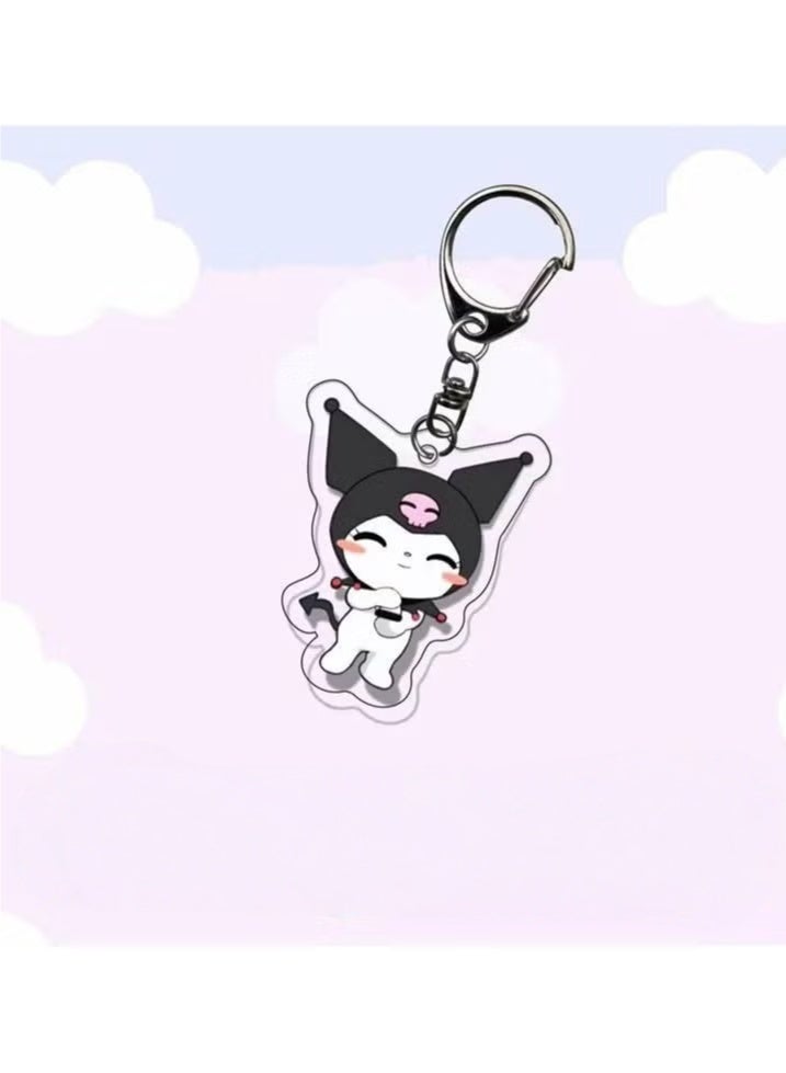 Sanrio 6pcs/set Cute Cartoon Kuromi Keychain Holder Key Chain Car Keyring Mobile Phone Bag Hanging Jewelry Kids Gifts Cinnamoroll Melody Pendant - Image 4