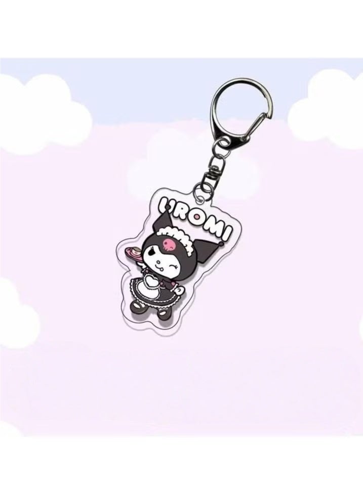 Sanrio 6pcs/set Cute Cartoon Kuromi Keychain Holder Key Chain Car Keyring Mobile Phone Bag Hanging Jewelry Kids Gifts Cinnamoroll Melody Pendant - Image 5