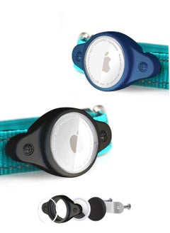 2 Pack Waterproof Air Tag Dog Collar Holder,  Compatible with Aritag Air Tag Airtags Dog Holder Screw on Dog Collar Waterproof Case Shockproof Silicone Mount for Medium Large Active Dogs(M)