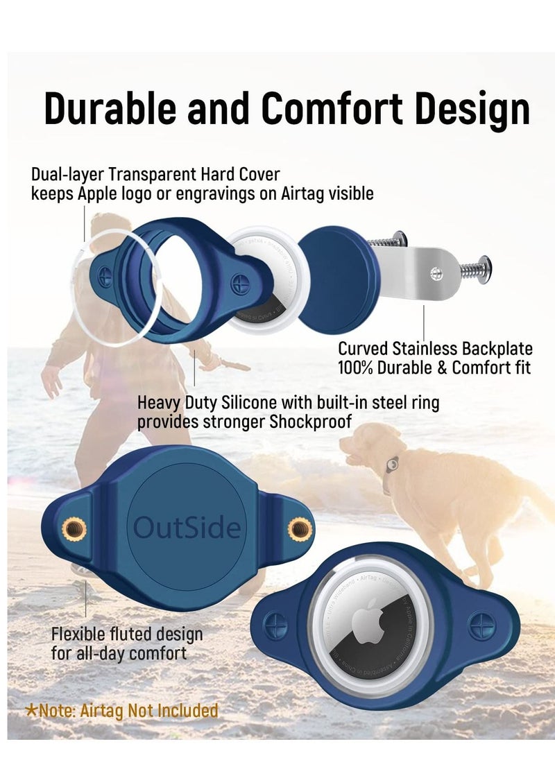 SYOSI - 2 Pack Waterproof Air Tag Dog Collar Holder,  Compatible with Aritag Air Tag Airtags Dog Holder Screw on Dog Collar Waterproof Case Shockproof Silicone Mount for Medium Large Active Dogs(M) - Image 1