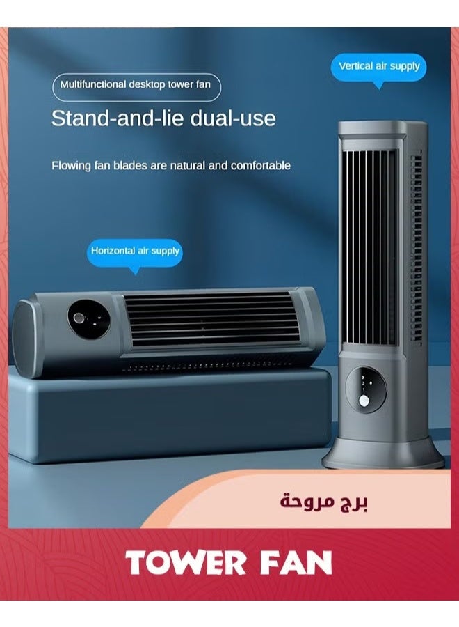 EETU Tower Fan,360° rotation Desk Fan With 3 Speeds,Fast Cooling,Quiet Operation,Portable Bladeless Fan,10.63 Desk Tower Fan For Bedroom Home Office Desktop - Image 2