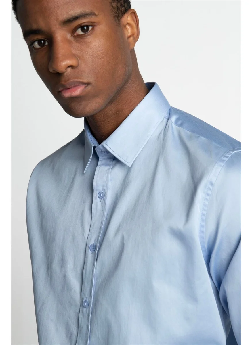 Tudors Slim Fit 100% Cotton Satin Premium Men's Shirt