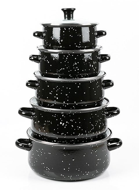 10-Piece Cookware Sets With Glass Lids, Enamel Pots Sets for Soup 16/18/20/22/24cm
