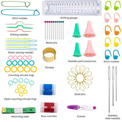 Elinka Crochet Hooks Set,Crochet Needles for Yarn,102 Pcs Crochet Accessories with Storage Case,Ergonomic Knitting Blunt Needles Stitch Marker DIY Hand Craft Art Tools Knitting Needles for Beginners - Image 2