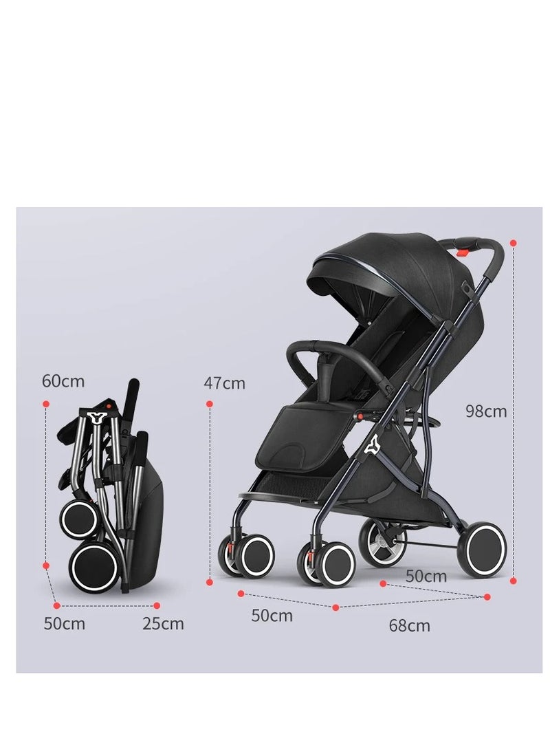 Foldable Children's Street Stroller With Multiple Reclining positions and an Adjustable Canopy