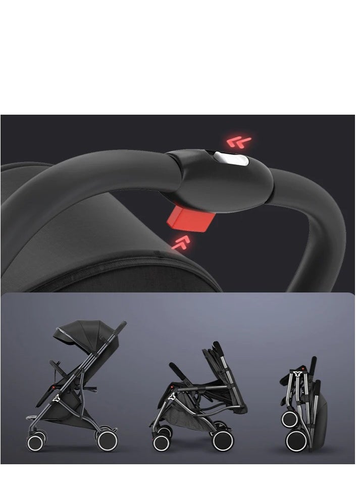 Foldable Children's Street Stroller With Multiple Reclining positions and an Adjustable Canopy