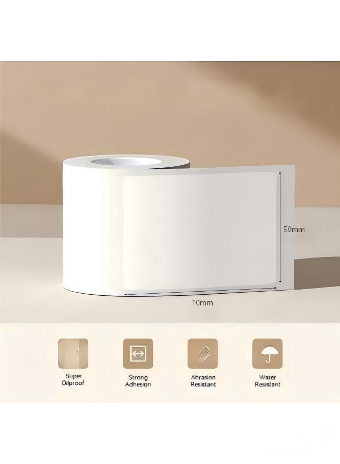 ورق ملصقات حراري لطابعات الملصقات الحرارية، شريط لاصق مقاوم للماء والزيوت للاستخدام المنزلي والمكتبي وطباعة الباركود للشركات الصغيرة، 110 ملصقات/لفة (50×70 مم أبيض) - Image 2