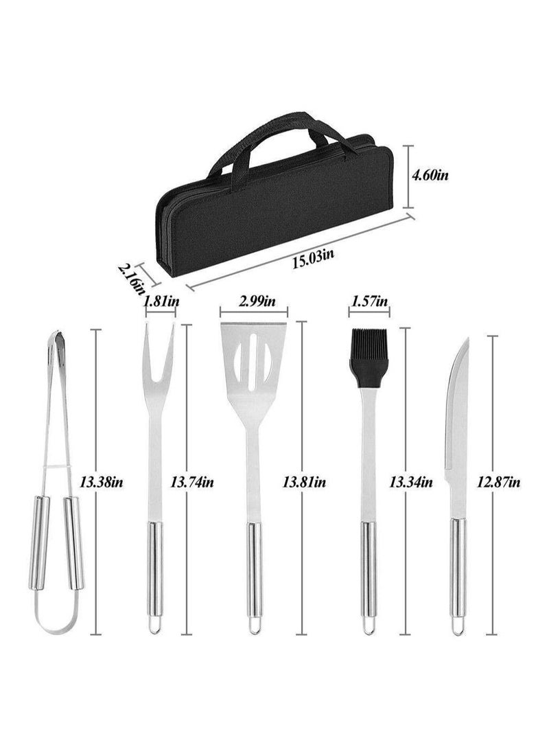 بلومنغ تايم 5 قطع محمولة من الفولاذ المقاوم للصدأ أواني الشواء مع حقيبة فضية - Image 5