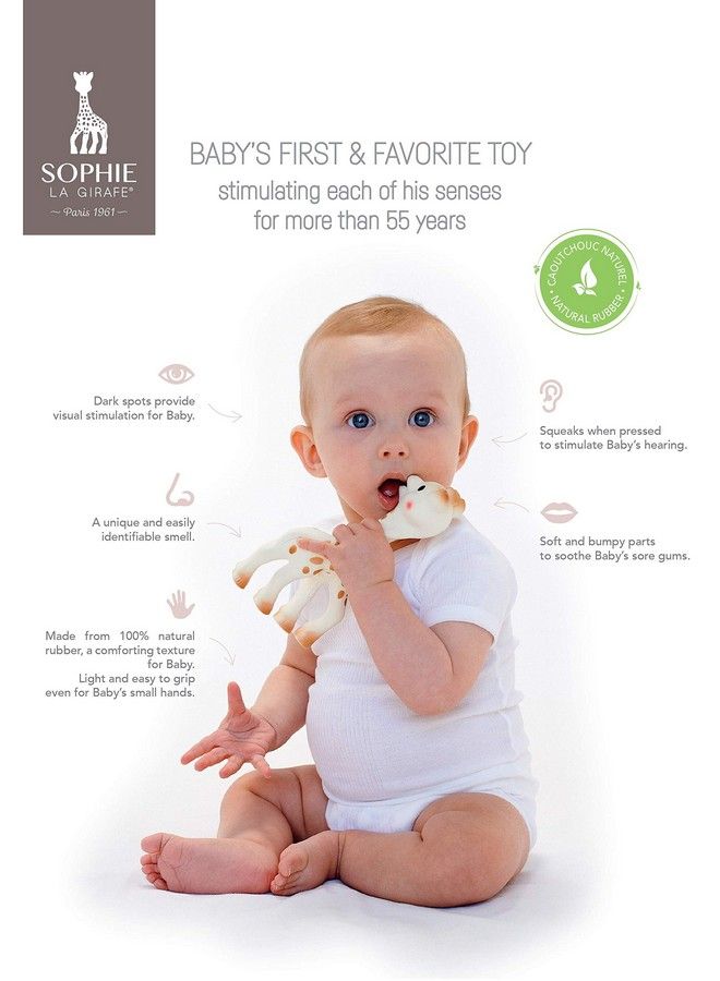 Sophie la girafe طقم هدايا صوفي الجيراف يتضمن أفضل منتجين لدينا: صوفي الجيراف الأصلية وحلقة التسنين سو بيور 100% مطاط طبيعي لعبة تسنين خالية من BPA للأطفال من 0 شهر - Image 5