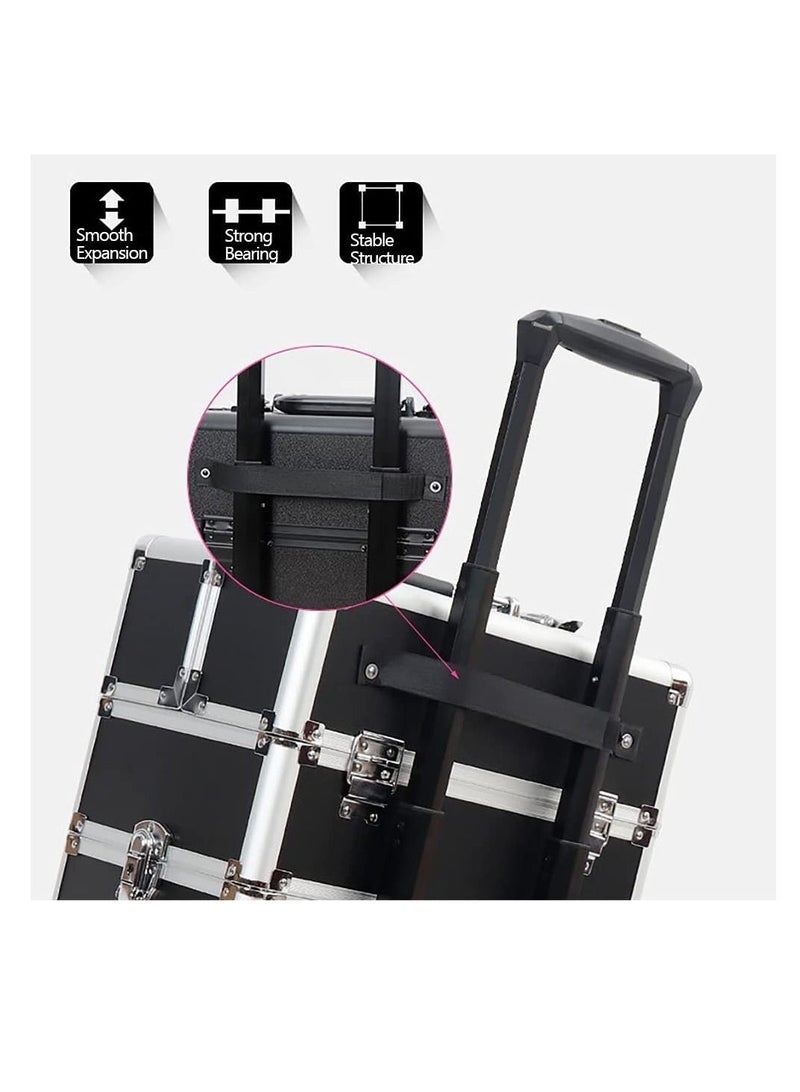 3-layer professional cosmetics box,portable rolling cosmetics trolley box,travel jewelry cosmetics storage box,with 4 wheels  - Image 4