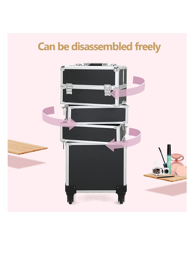 3-layer professional cosmetics box,portable rolling cosmetics trolley box,travel jewelry cosmetics storage box,with 4 wheels  - Image 5