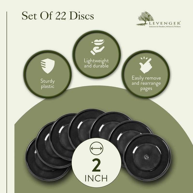 Levenger Circa Discs Binder Rings for Discbound Notebooks System, 22 Pack, Black, 2-Inch - Image 3