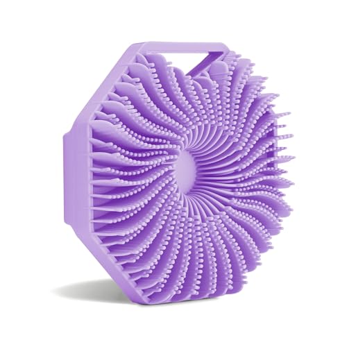 Sud Scrub® Antimicrobial Silicone Body Scrubber, Exfoliating Body Scrubber for Sensitive Skin, Eco Friendly Shower Scrubber for Body, Silicone Body Brush for Showering, Purple - Image 1